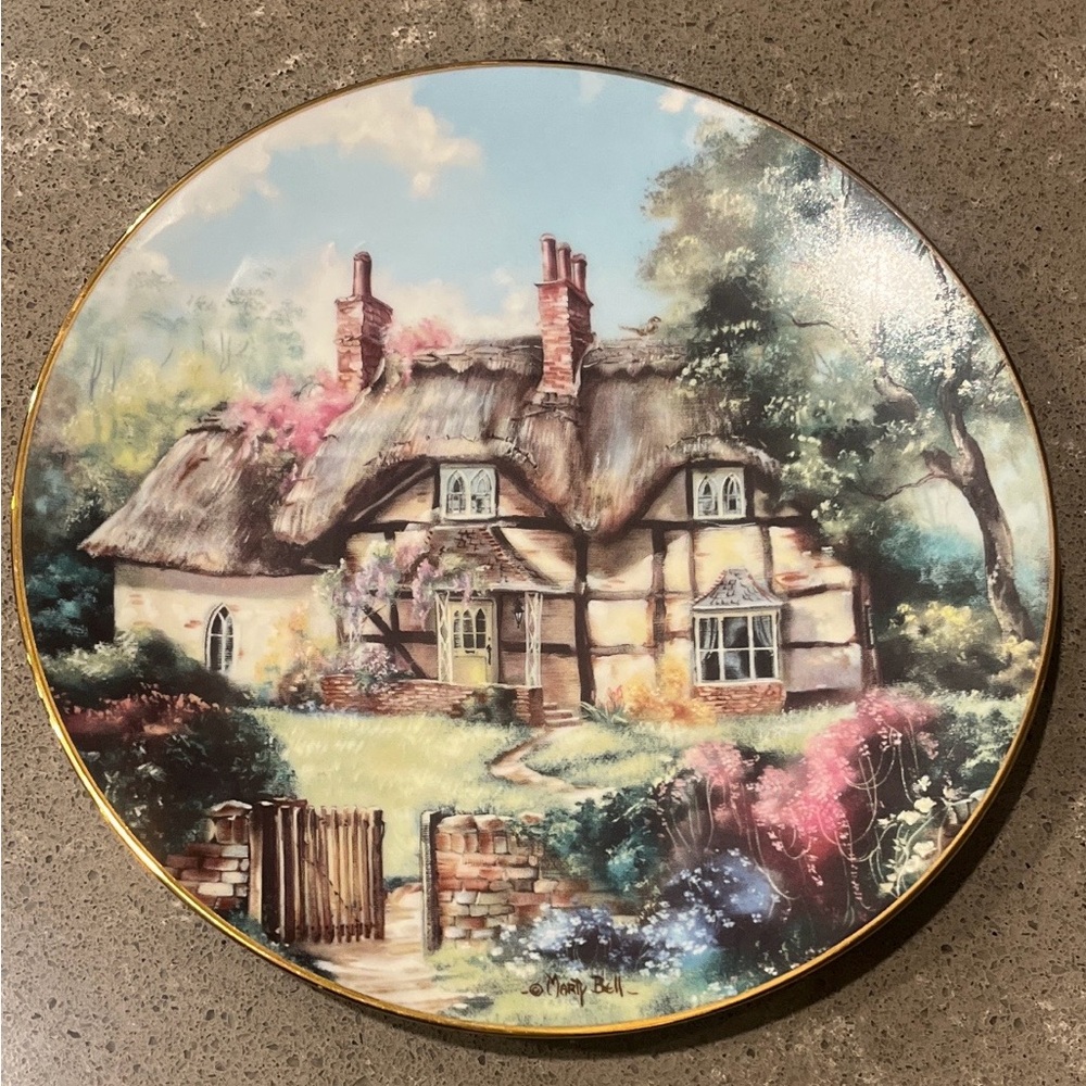 Hamilton Collection Cottage Scene by Artist Marty Bell Decorative Plate